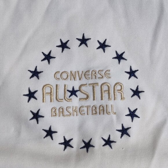 Converse All Star 1/4 zip up collar short sleeve shirt men's size 2XL white blue - Picture 9 of 11